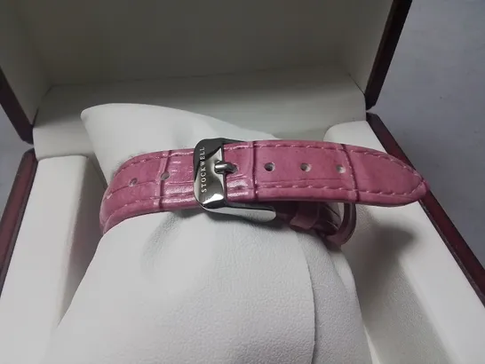 STOCKWELL STAINLESS STEEL LADIES WATCH WITH PINK LEATHER STRAP IN GIFT BOX