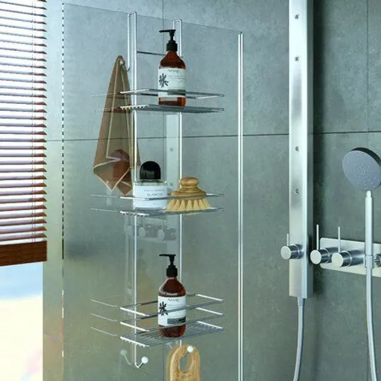 BOXED 3 TIER CHROME BATH GLASS CABINET HANGER OVER DOOR