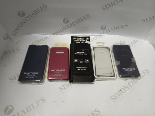 BOX OF APPROXIMATELY 30 ASSORTED PHONE CASES FOR VARIOUS MODELS TO INCLUDE A20E, A3, A50 ETC