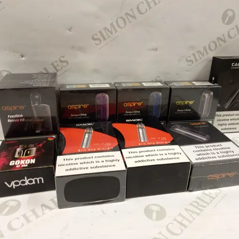 BOX OF ASSORTED ELECTRONIC CIGARETTES TO INCLUDE ASPIRE ETC