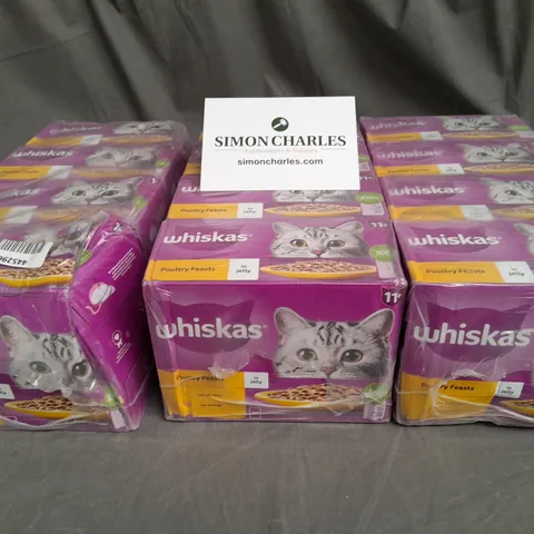 LOT OF 12 12-POUCH PACKS OF WHISKAS CAT FOOD - POULTRY FEASTS