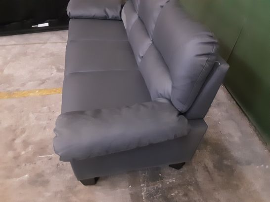 DESIGNER GREY LEATHER 3-SEATER SOFA 