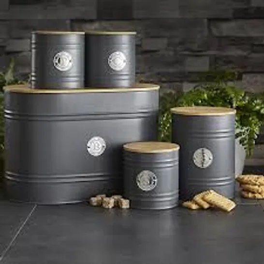 BOXED NEO GREY SCANDI 5 PIECE KITCHEN CANISTER SET (1 BOX)