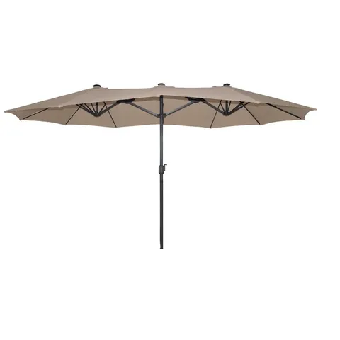 BOXED DENZEL 450cm X 270cm RECTANGULAR MARKET PARASOL - TAUPE (1 BOX)