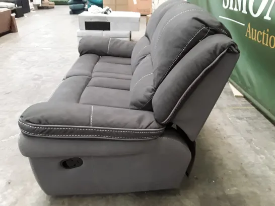 QUALITY DESIGNER 2 SEATER MANUAL RECLINER SOFA - DARK GREY FABRIC 