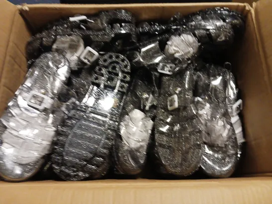 LOT OF APPROXIMATELY 14 PAIRS OF LINZI CLEAR GLITTER PLASTIC SANDALS - VARIOUS SIZES