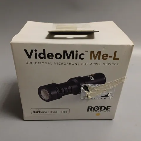 BOXED RODE LIGHTNING CONNECTOR VIDEOMIC ME-L DIRECTIONAL MICROPHONE