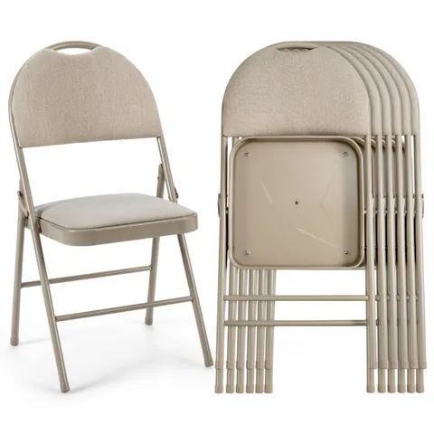 BOXED COSTWAY 2 PIECES FOLDING CHAIRS SET WITH HANDLE HOLE AND PORTABLE BACKREST - BIEGE 