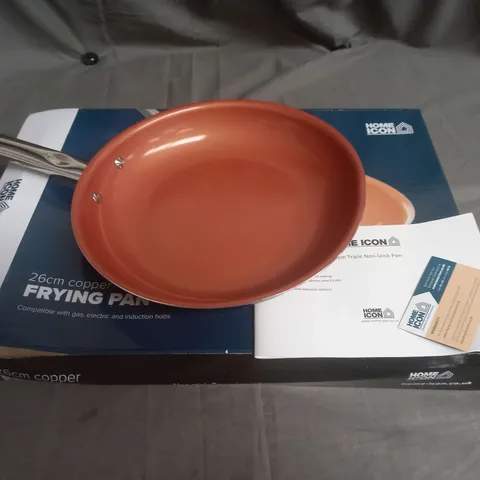 BOXED HOME ICON 26CM COPPER TRIPLE NON STICK COATING FRYING PAN