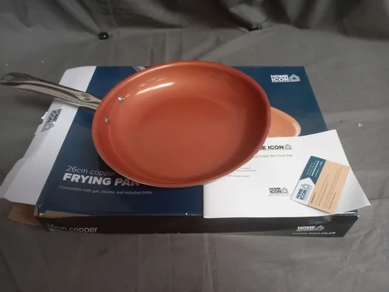 BOXED HOME ICON 26CM COPPER TRIPLE NON STICK COATING FRYING PAN