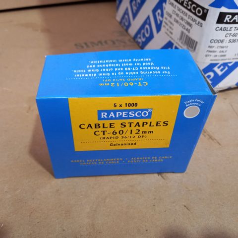 BOX OF 20 PACKS RAPESCO X5000 GALVANISED CABLE STAPLES CT60/12MM