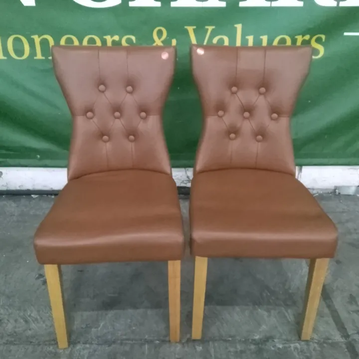 BROWN LEATHER DINING CHAIRS (OAK LEG) 4453595Simon Charles Auctioneers