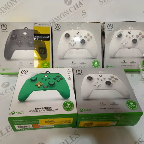 5 XBOX ONE WIRED CONTROLLERS 