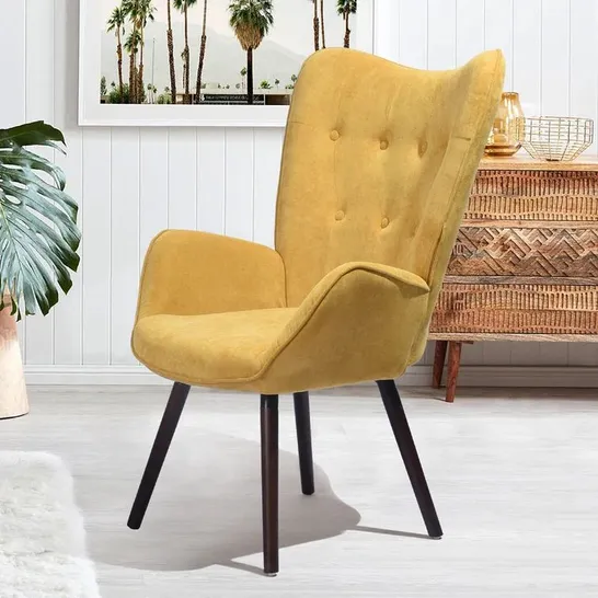 BOXED ABEL ARMCHAIR UPHOLSTERY COLOUR: YELLOW