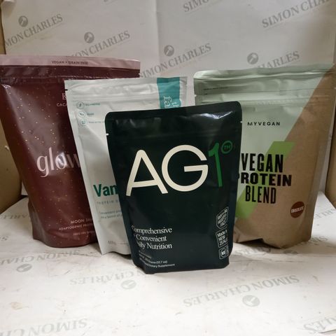 LOT OF 4 PROTEIN POWDERS TO INCLUDE THE FAST 800 , MY VEGAN , AG1 ECT