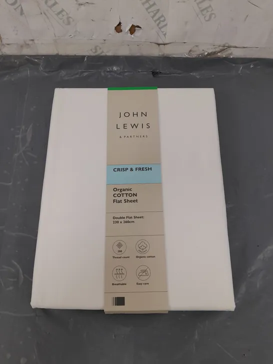 JOHN LEWIS CRISP AND FRESH ORGANIC COTTON DOUBLE FLAT SHEET 