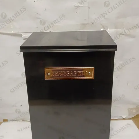 STERLING THAMES STEEL NEWSPAPER BOX - BLACK/ROSEGOLD