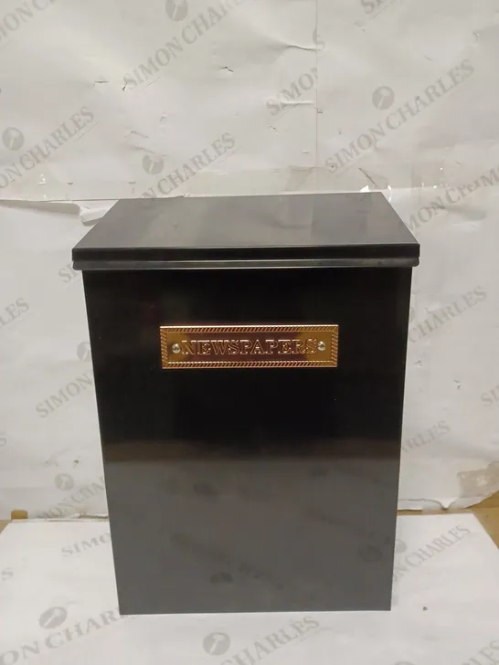 STERLING THAMES STEEL NEWSPAPER BOX - BLACK/ROSEGOLD