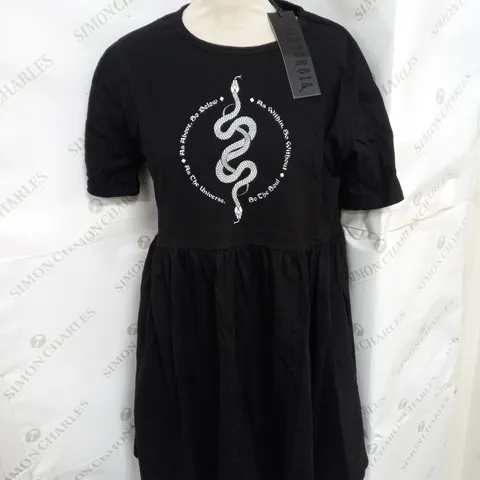 DISTURBIA HERMETICA JERSEY SKATER DRESS IN BLACK SIZE 10