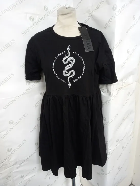 DISTURBIA HERMETICA JERSEY SKATER DRESS IN BLACK SIZE 10