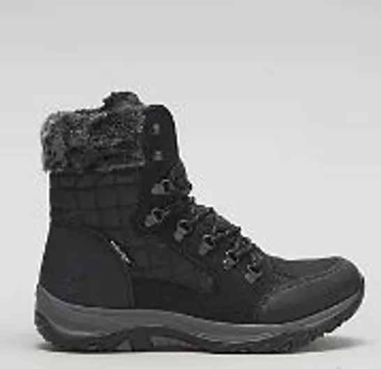 RIEKER QUILTED WATER RESISTANT HIKER BOOT BLACK SIZE 5