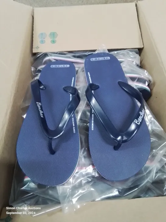 BOX CONTAINING 20 PAIRS OF MEXICO BANDHAS FLIPFLOP/SANDLES SIZE 6