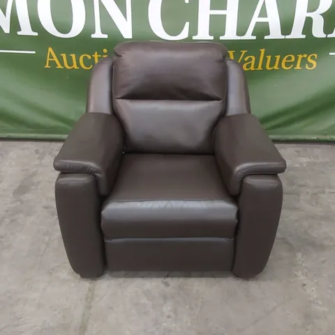 QUALITY DESIGNER ITALIAN MADE AVILA ELECTRIC RECLINER LEATHER UPHOLSTERED CHAIR - CHOCOLATE BROWN