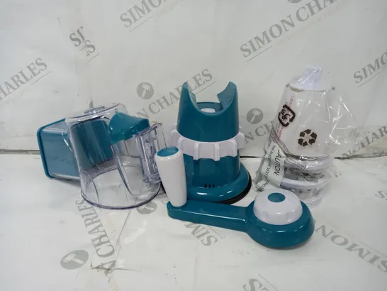 COOK'S ESSENTIALS SPEED GRATER & SLICER WITH SUCTION BASE IN TEAL