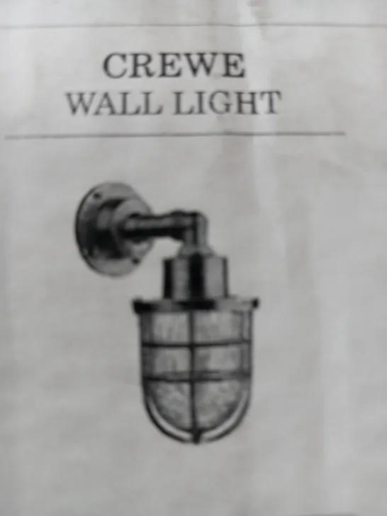 CREWE WALL LIGHT NICKEL FINISH, SUITABLE FOR INDOOR AND OUTDOOR USE