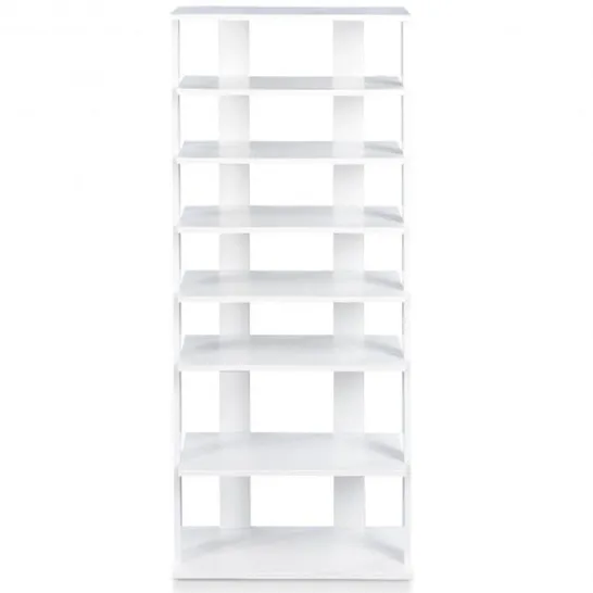 BOXED COSTWAY 7-TIERS DOUBLE SHOE RACK ENTRYWAY TALL DISPLAY SHELF VERTICAL CORNER SHOE STAND SHELF FOR 14 PAIRS