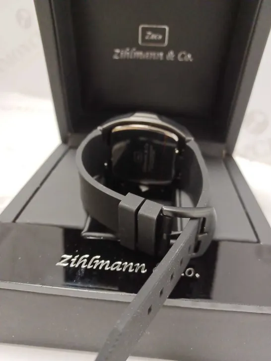 ZIHLMANN & CO BLACK TRIPLE DIAL STUD RUBBER STRAP WATCH