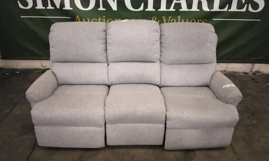 QUALITY BRITISH DESIGNED & MANUFACTURED G PLAN NEWMARKET 3 SEATER POWER RECLINER PIERO SILVER FABRIC SOFA