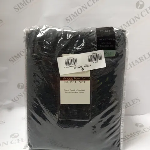 SLEEP DOWN FINEST SHAGGY FAUX FUR DUVET SET IN BLACK - SINGLE