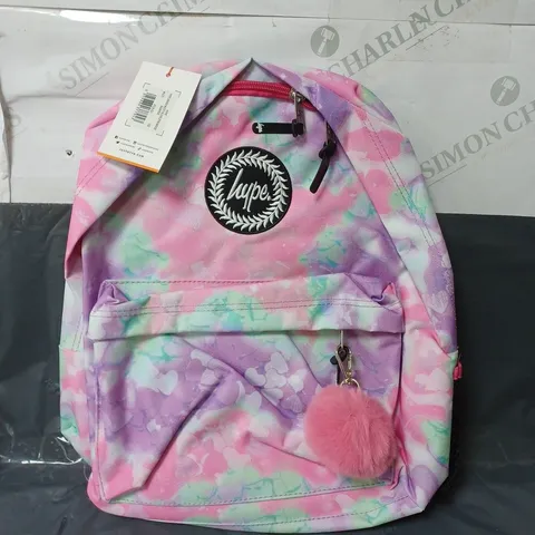 HYPE UNISEX PINK MULTI TIE DYE BACKPACK WITH PINK POM POM