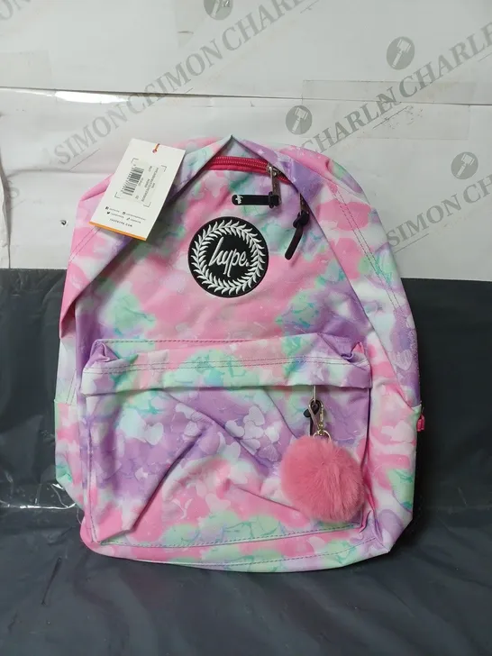 HYPE UNISEX PINK MULTI TIE DYE BACKPACK WITH PINK POM POM