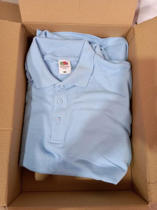 LOT OF 3 BRAND NEW FRUIT OF THE LOOM LIGHT BLUE POLO SHIRTS-M