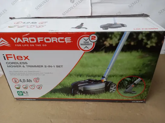 BOXED YARD FORCE IFLEX 12V MOWER & GRASS TRIMMER