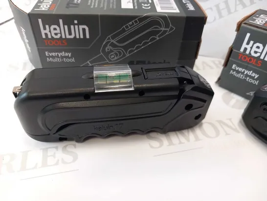 APPROXIMATELY 12 BRAND NEW BOXED SET OF 2 KELVIN TOOLS EVERYDAY MULTI TOOLS 17 TOOLS IN THE PALM OF YOUR HAND