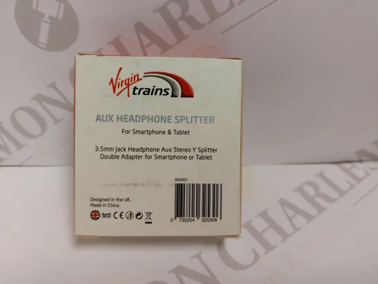 BOX OF APROX 10 VIRGIN TRAINS AUX HEADPHONES SPLITTERS 3.5MM	