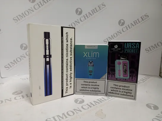 APPROXIMATELY 20 ASSORTED BOXED VAPING PRODUCTS TO INCLUDE INNOKIN ENDURA T18II, LOST VAPE URSA POCKET, OXVA XLIM X-TREME FLAVOUR ETC. 