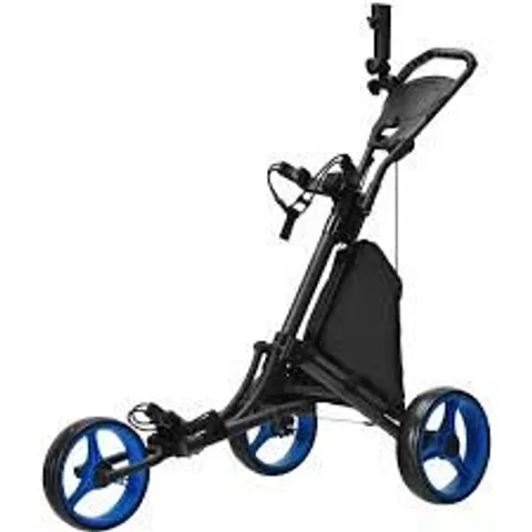 BOXED COSTWAY 3 WHEEL BLUE GOLF TROLLEY WITH ADJUSTABLE HANDLE