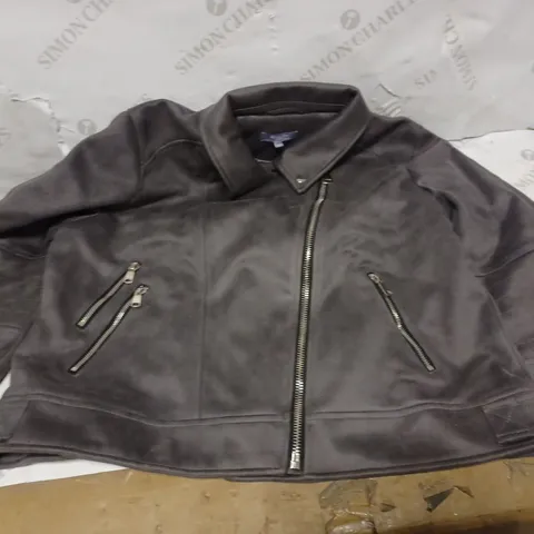 GREY JACKET WITH SILVER ZIPS SIZE 10