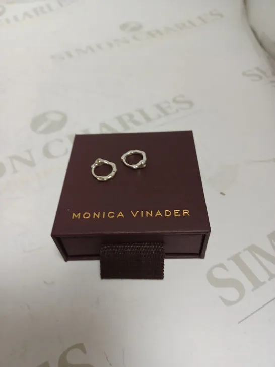 MONICA VINADER SILVER STONE ENCRUSTED HOOP EARRINGS 