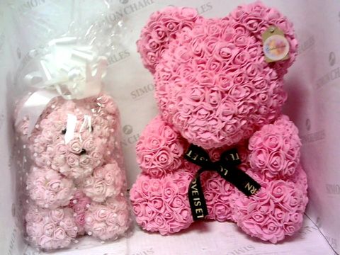 A LARGE AND SMALL PINK FOREVER BEARS SET
