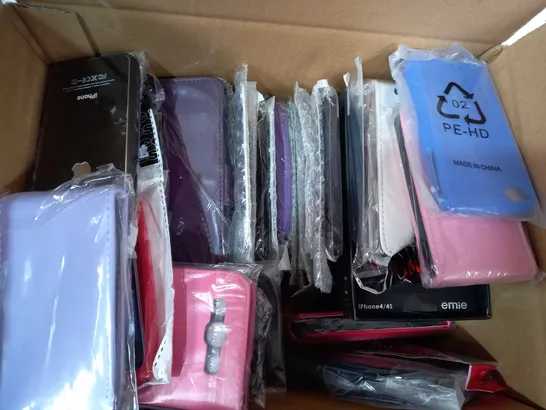 BOX OF APPROXIMATELY 30 ASSORTED HOUSEHOLD ITEMS TO INCLUDE IPHONE COVER, EMIE AVENTADOR IPHONE 4/4S CASE, ETC