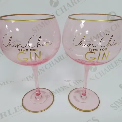PAIR OF BRAND NEW PINK "TIME FOR GIN" GLASSES