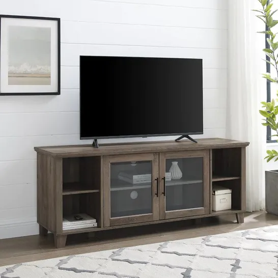 BOXED COLUMBUS TV STAND WITH MIDDLE DOORS RECLAIMED BARNWOOD (1 BOX)