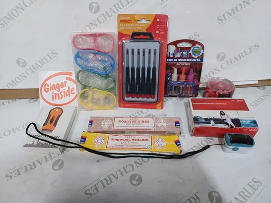 BOX TO CONTAIN APPROXIMATELY 20 ASSORTED PRODUCTS, INCLUDES INCENSE ETC , TOOLS. THERMOSTAT