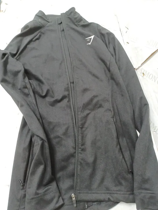 GYMSHARK TRAINING ZIP UP  JACKET IN BLACK - SMALL