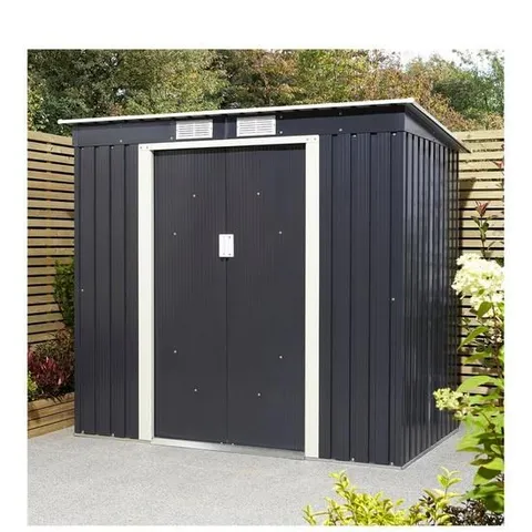 6X4 TRENTVALE PENT METAL SHED DARK GREY 1BOX